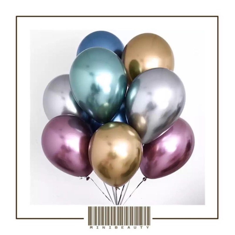 balon polos 1 pcs balon ulang tahun ballon chrome metalic metalik 10 inch dekorasi murah