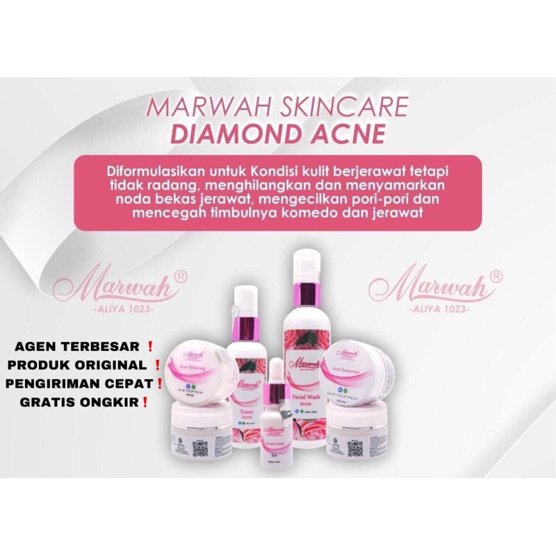 Marwah Skincare Diamond acne serum 10ml & Acne spesial SABUN 100ML MARWAH OFFICIAL STORE