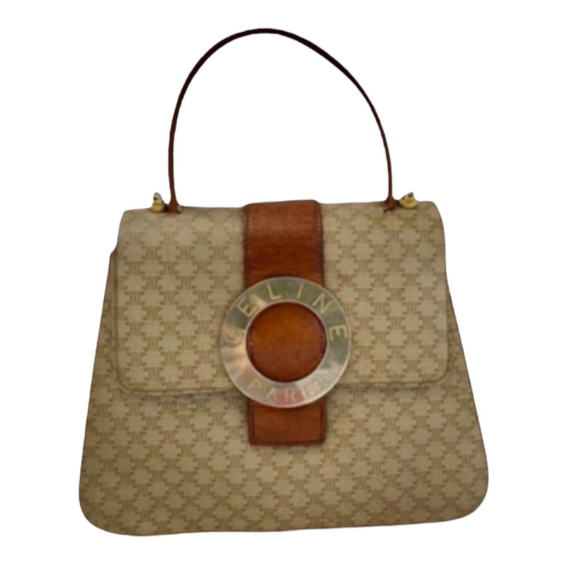 preloved tas celine macadam vintage beige hand bag authentic