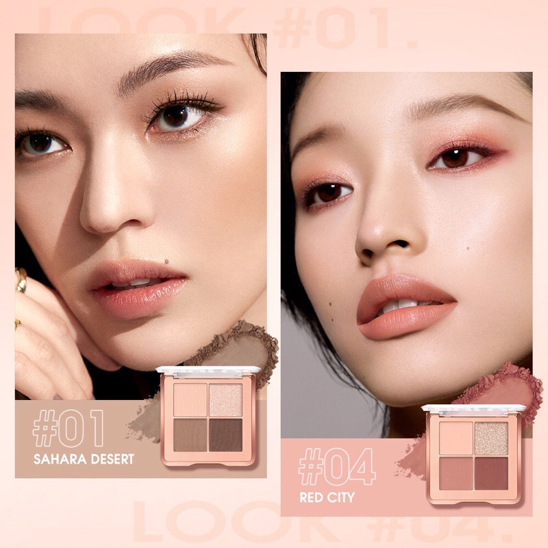 O.TWO.O Eyeshadow Palette High Pigment Waterproof Long-Lasting 4 Colors Soft Texture Drawing Morocco Eyeshadow