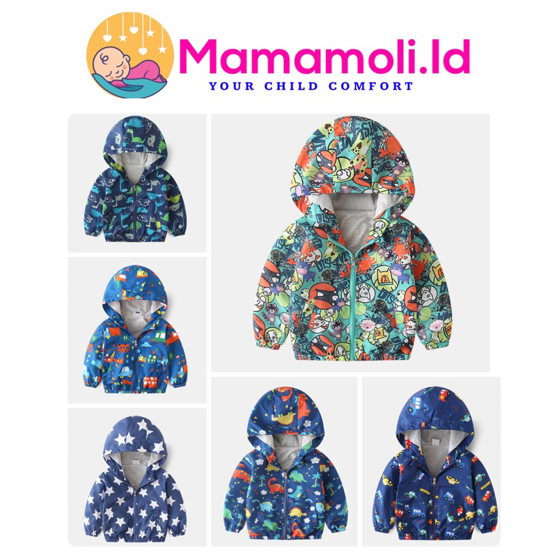 Jaket Anak Laki Laki / Jaket Hoodie Anak Anak / Jaket Parasut Anak / Jaket Motor Anak / Jaket Anti Angin Anak / Jaket Topi Anak  / Jaket Anak Anak Motif Kartun 1 2 3 4 5 6 7 8 9 10 Tahun