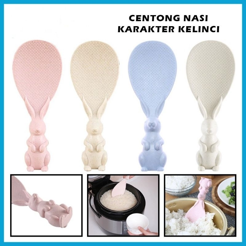 Centong Nasi Karakter Kelinci Sendok Nasi Plastik Bisa Berdiri Sendiri Rice Cooker Spoon Anti Lengket