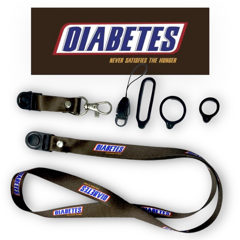 DIABETES LANYARD ART BROWN / GANTUNGAN HANDPHONE