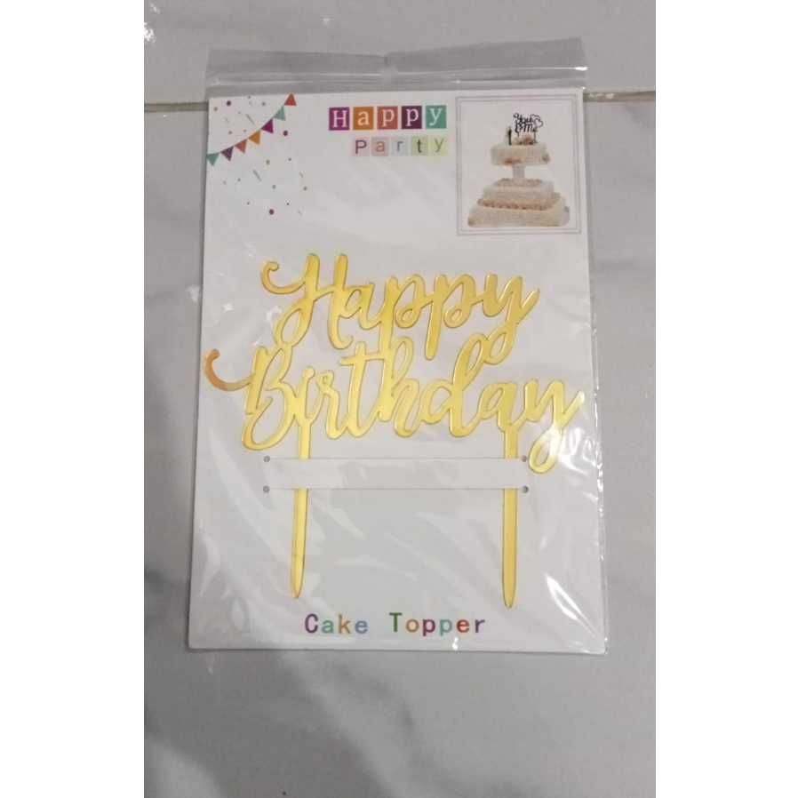 TOPPER AKRILIK HBD GOLD JUMBO / HIASAN KUE AKRILIK HBD JUMBO