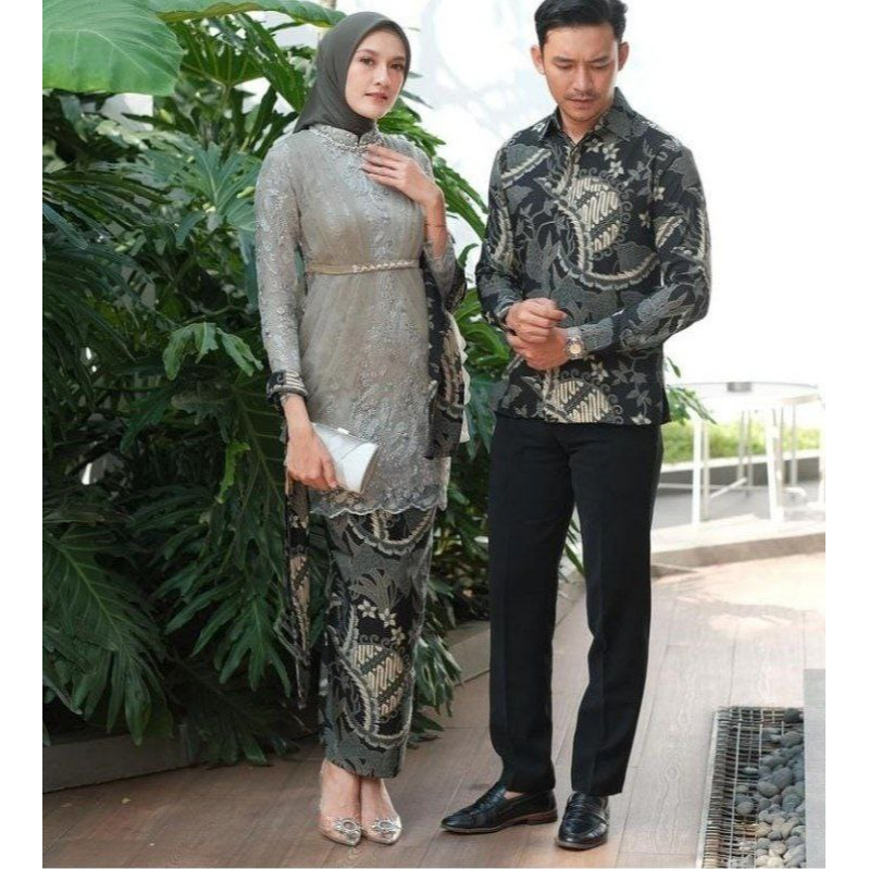 baju batik couple model kebaya brokat tille modern modis baju sarimbit copel tunangan nikahan brides