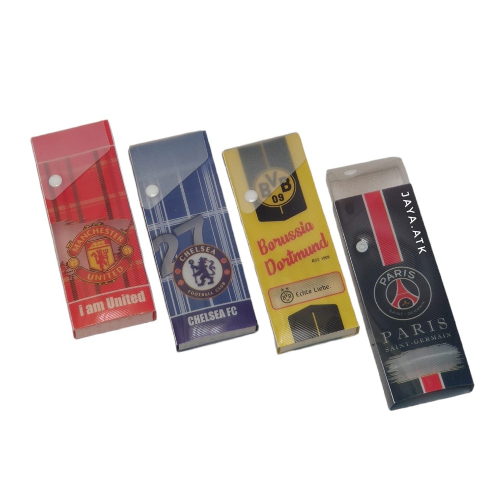 TEMPAT KOTAK PENSIL SLOT KANCING MOTIF COWOK BOLA SLIDE MURAH SOUVENIR TEMPAT PENSIL