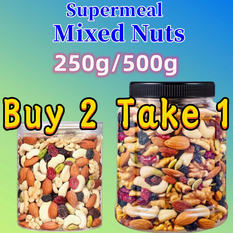 

(Buy 2 Take 1) Trailed Mixed Nuts Instant Foods Roasted Supermeal Mix Nuts And Fruits Dried Ingredients Healthy Casual Snacks Canned Trail Cashew Almonds Walnuts,Pumpkin seeds,Red Raisins,Blackcurrant Raisins,Green Raisins,Dried Banana Granola Daily Nuts