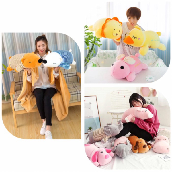 

Boneka Balmut Friends Hewan Jual GajahSingaAnd PIG - Selimut PINK Bantal Animal Murah