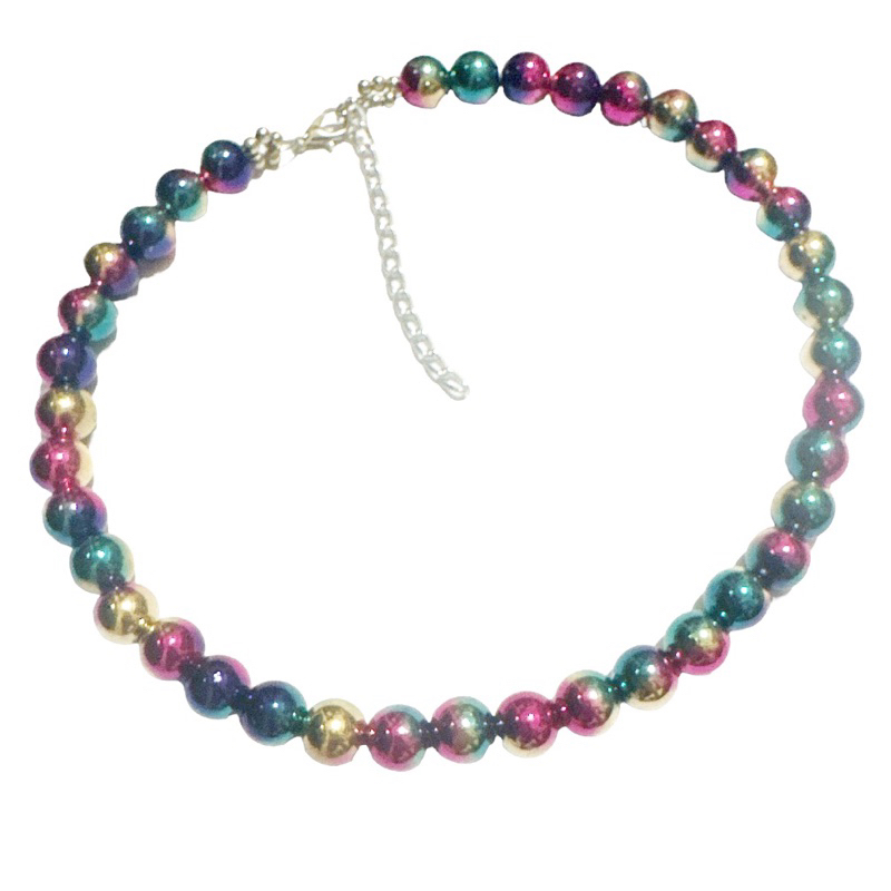 Kalung Choker Galaxy Gradation Beads Colorful Gradasi Pearl Galaksi Warna Warni