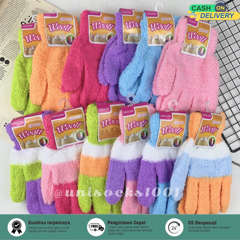 TERMURAH! Sarung tangan wanita bulu rajut wool woll import polos 3warna kualitas premium