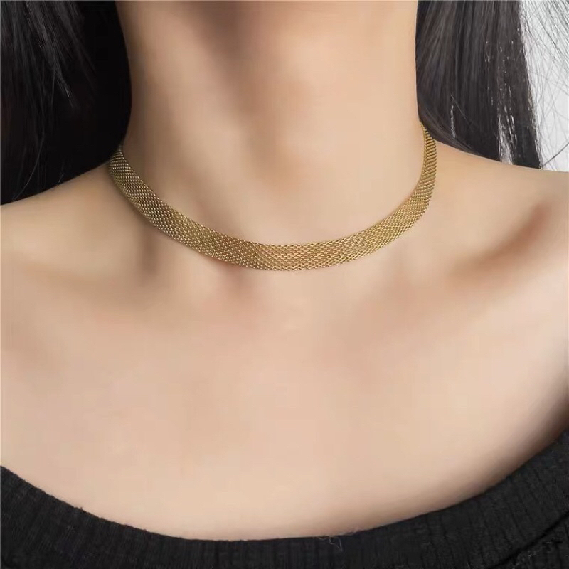 Kalung Titanium Choker Gold Elegan Korea Trending Fashion Style