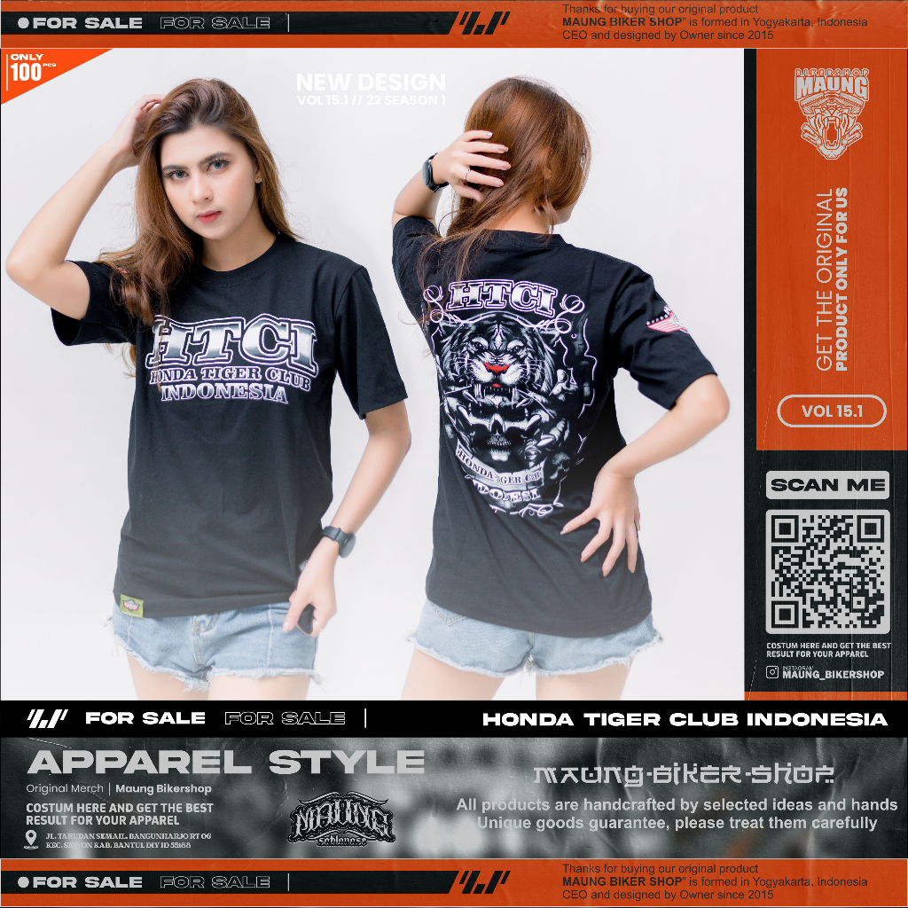 MAUNG_ KAOS HONDA TIGER CLUB INDONESIA | TSHIRT BLACK HTCI 2022