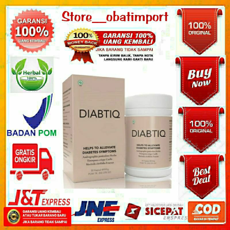 DIABTIQ OBAT DIABETES DAN KENCING MANIS TURUNKAN KADAR GULA SEKETIKA - Diabtiq Asli Original Barcode