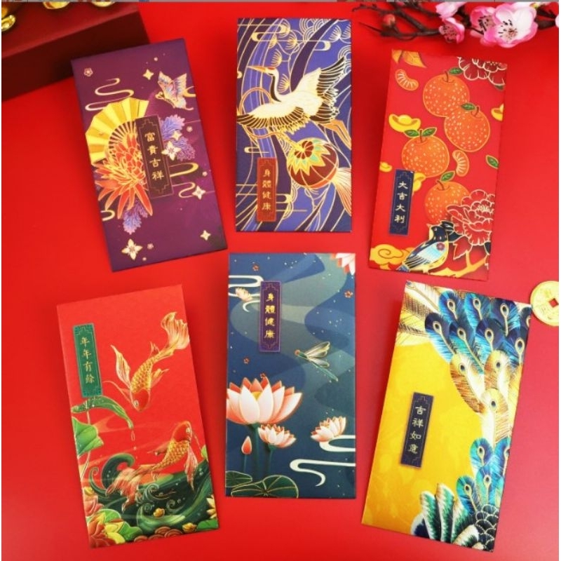 Ampau Premium Motif 3D Glossy Art Paper Hongbao Panjang Mewah Angpau Unik Cantik