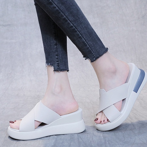 SW111 Sandal Wedges Perekat Fashion Wanita Import