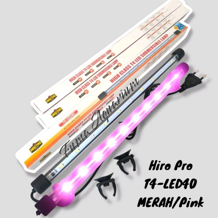 Lampu Celup Aquarium 40cm Hiro Pro T4-LED40 Putih, Merah/Pink, Putih Biru Lampu Led Aquarium Aquascape