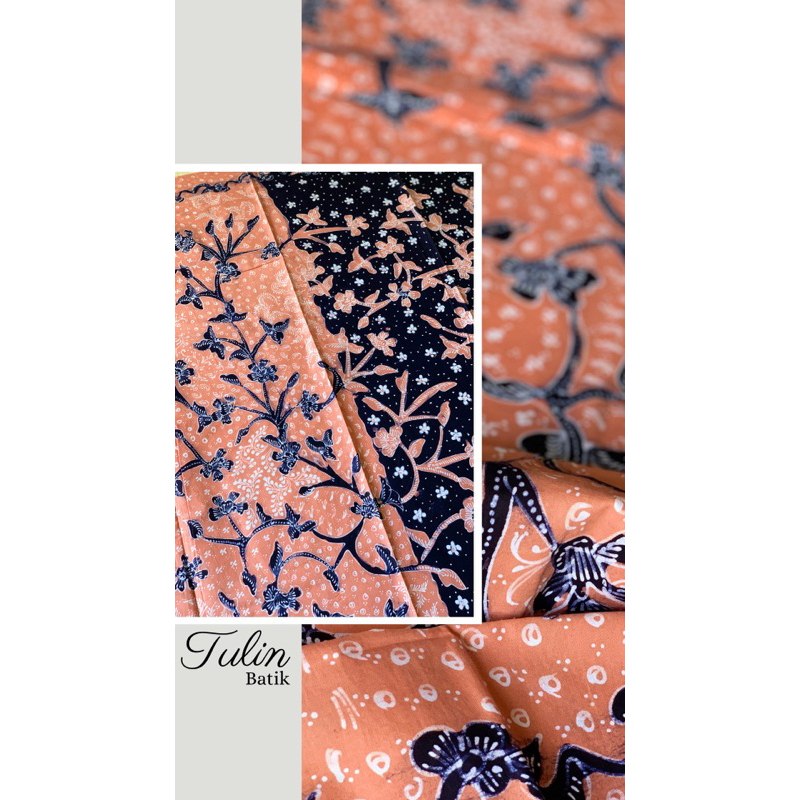 Batik Tulis Lasem Pagi Sore Pastel Peach Navy