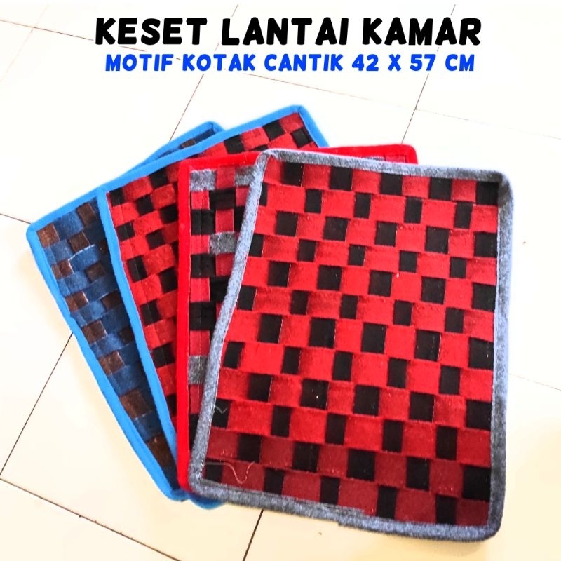 Keset Lantai Karpet Kamar Motif Kotak Cantik