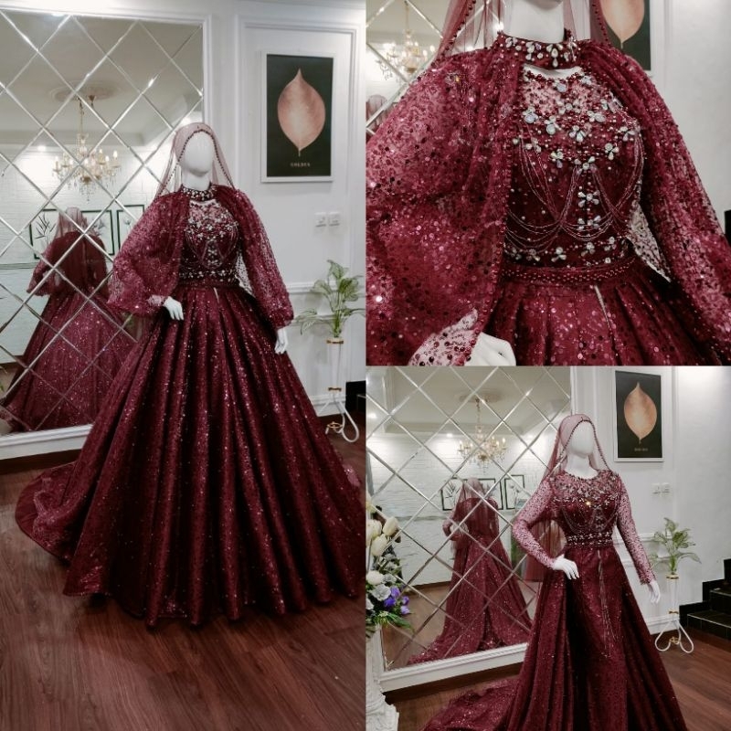 NEW GAUN PENGANTEN CRONOLIN 2 IN 1  /BAJU PENGANTIN MODEL TERBARU/GAUN SLIM DRESS/GAUN MODREN /GAUN PENGANTIN BEREKOR/WEDDING DRESS