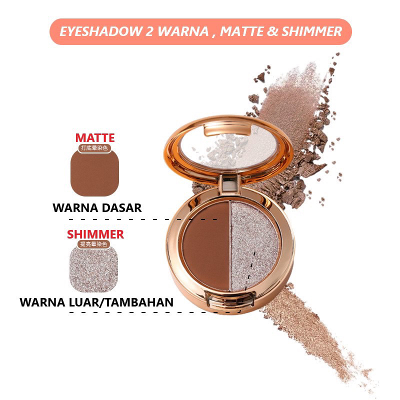 LAMEILA 2 Warna Kombinasi Eyeshadow Highlighter MH