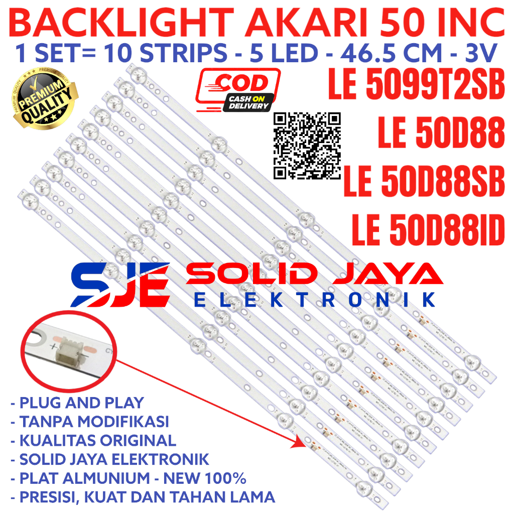 BACKLIGHT TV LED AKARI 50 INC LE 50D88 50D88SB 50D88ID ID SB 5099T3 50D 50T 5099T3SB LAMMPU BL 5K 3V LE50D88 LE50D88SB LE50D88ID LE5099T3SB LE5099 SB 50INC 50INCH 50IN LE-50D88 LE-50D88SB LE-50D88ID LE-5099T3SB LE-5099 SB 5099T3SB