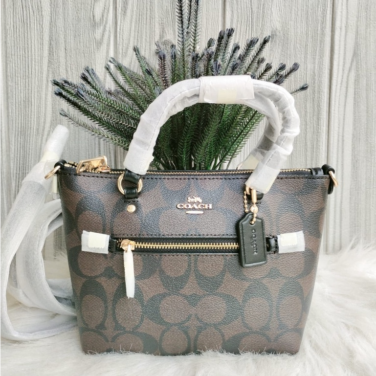 coach Mini Gallery Crossbody Signature Brown Black n