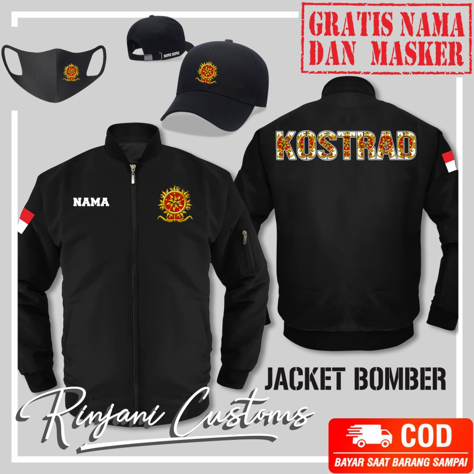 JAKET BOMBER KOSTRAD ANTI AIR FREE MASKER DAN BISA TAMBAH NAMA - JAKET BOMBER KOMANDO CADANGAN STRAT