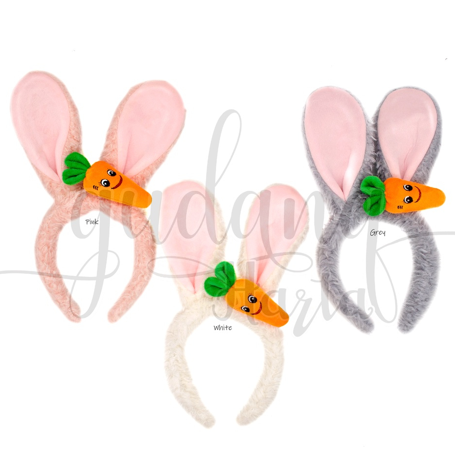 Bando Rabbit Ear And Carrot Headband Motif Telinga Kelinci Dan Wortel Bandana GH 211104