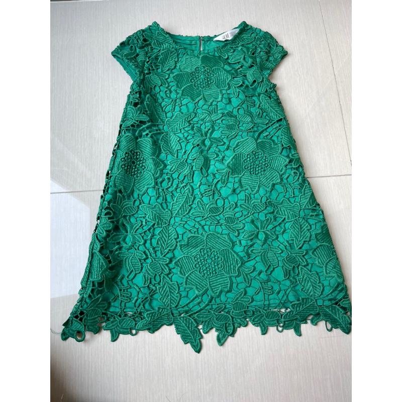 Dress anak 2-3tahun H&M. Dress Brokat HnM hijau natal