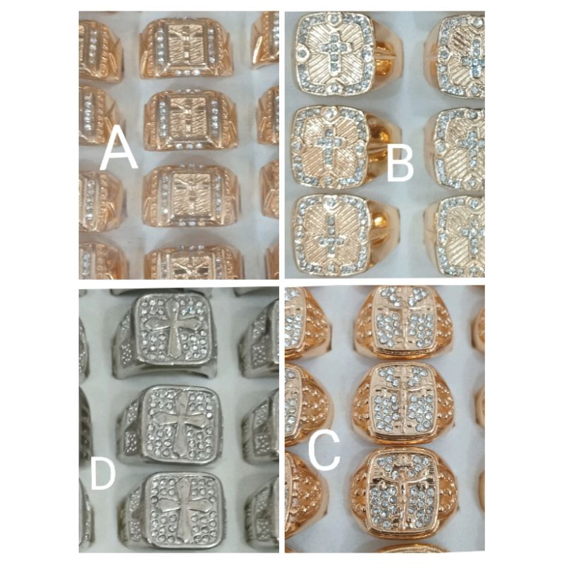 J428. Cincin Salib xuping Pria/Cowok berlapis emas dgn mata zircon ukuran 7,8,9