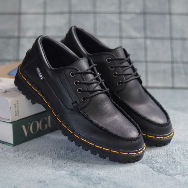 Monza Sepatu Formal Pantofel Pria Hitam Tali Kerja Kantor Kuliah Fashion Original