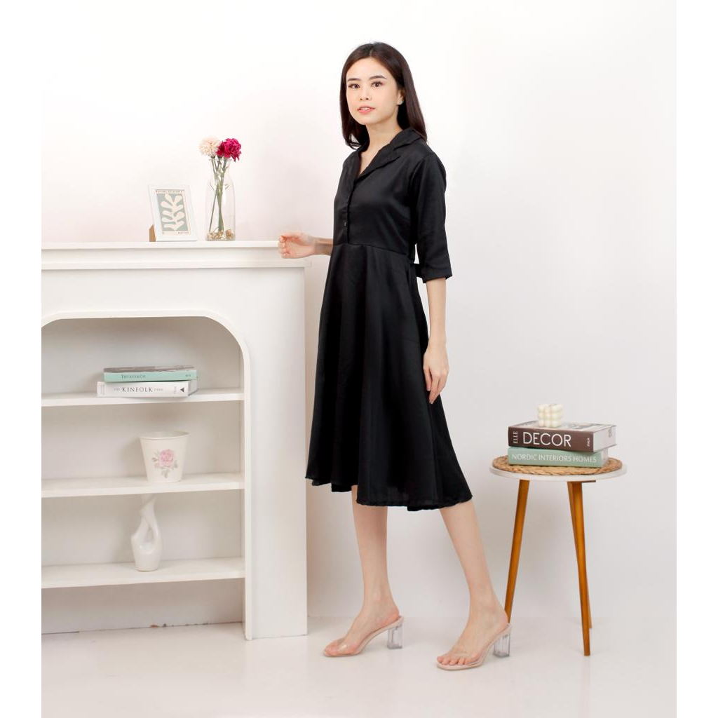 basic id fashion Dres wanita velya / Korean dres wanita ld 100 cm pjg 105 cm