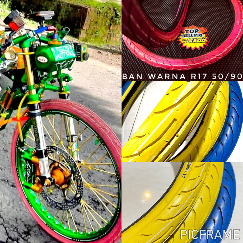 BAN WARNA MERAH ND PREMIUM THAILAND RING 17 LANGKA MOTOR STREET RACING VIXION KNALPOT