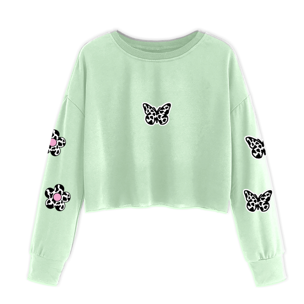 SWEATER CROP BUTTERFLY AND FLOWER ANAIRA