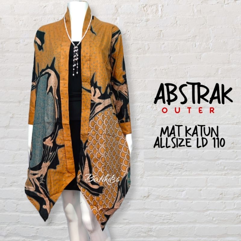 Vest outer batik abstrak kekinian warna baju luar wanita santai katun cewek remaja perempuan klasik kasual kerja murah adem katun halus premium seragam kembaran blazer rompi Cardi longcardi batik solo btc cantik jumbo besar gendut kantor tradisional pk