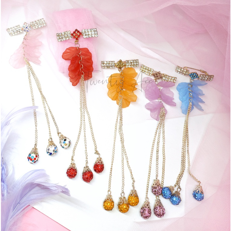 Bros Dagu Juntai Permata / Bros Dagu Juntai Mewah / Bros Mewah / Bros Elegan / Bros Permata Silver /