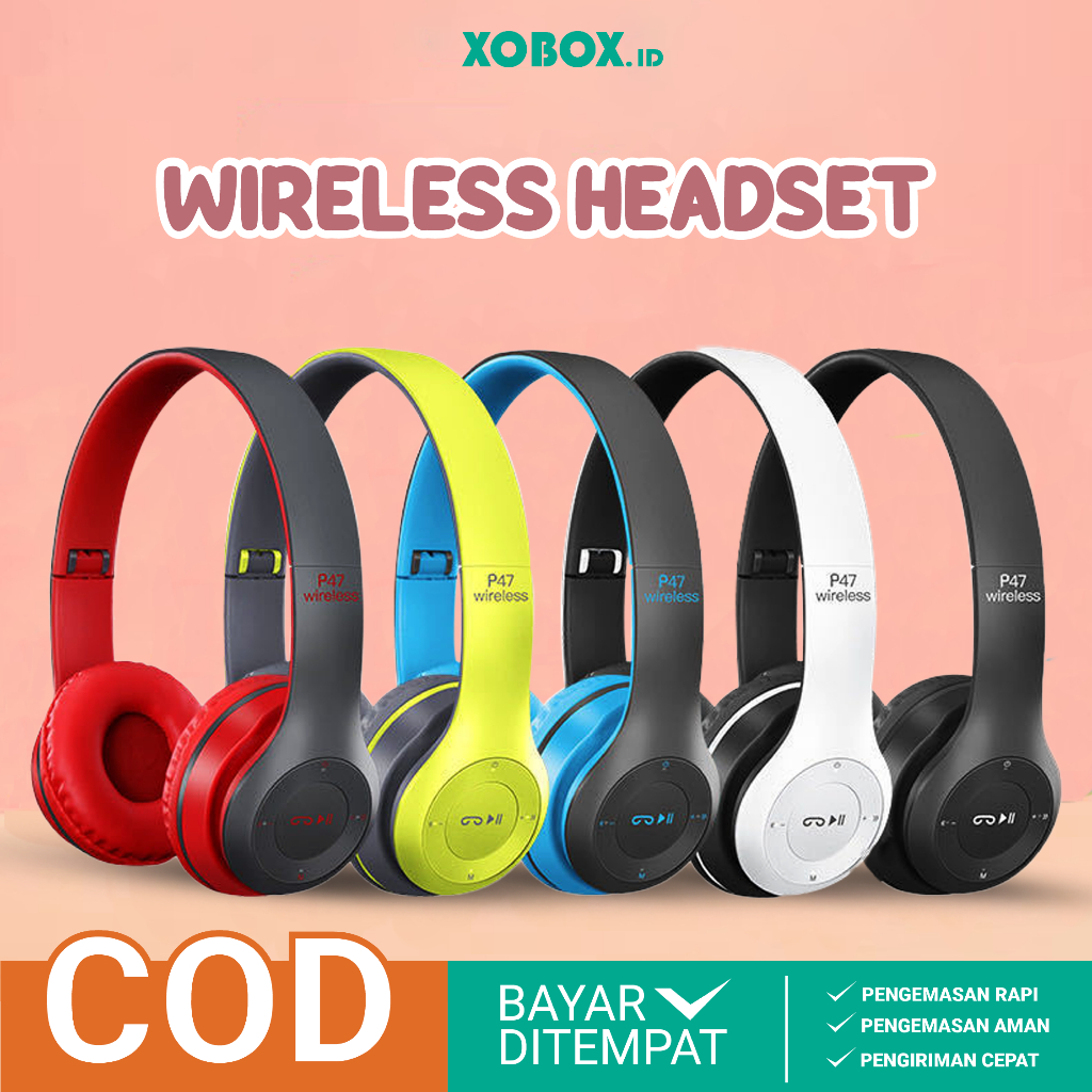 Headset Bluetooth P47 Pro Pure Bass Kualitas Bagus AH063 - XOBOX