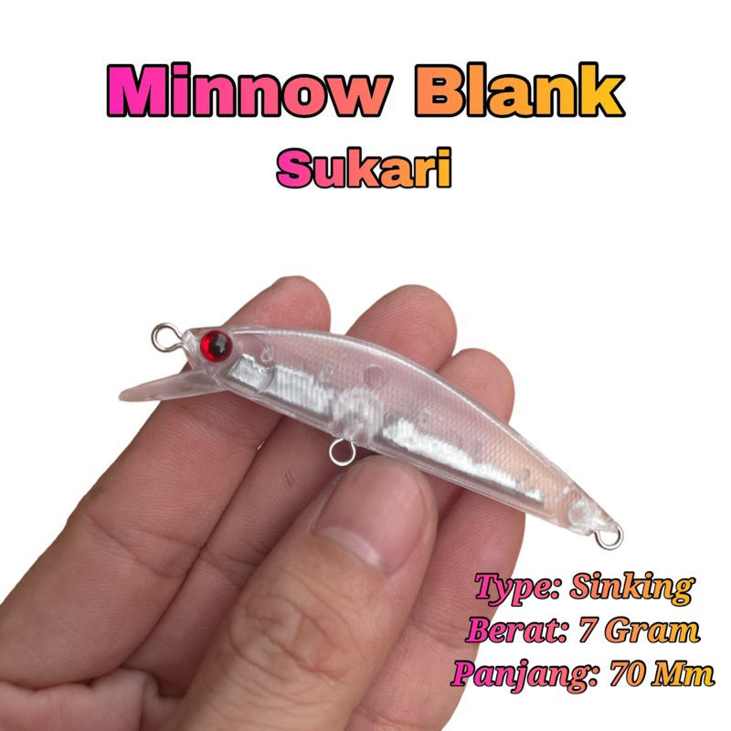 Minnow Blank Sukari 7gram 70mm Sinking FREE MATA