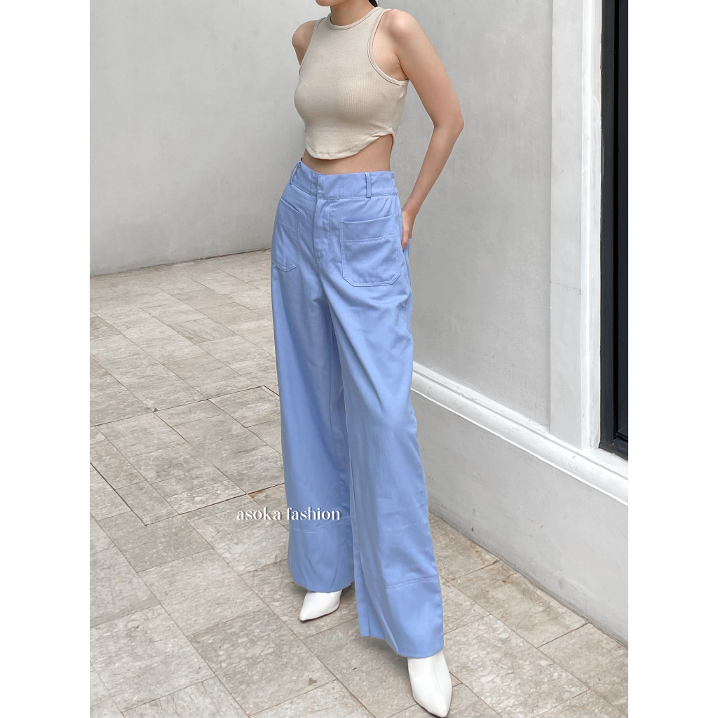 ASOKA Dawsen Pants 2162 - Cullote Pocket - Wide Leg - High Waist Pants