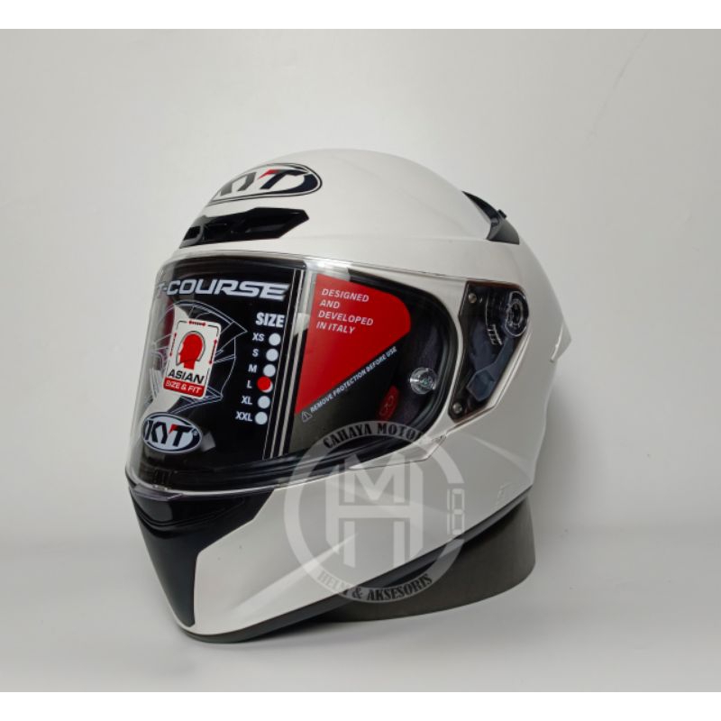 HELM KYT TT COURSE PLAIN WHITE/PUTIH