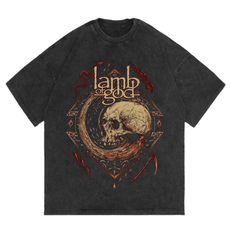 HAPI BASIC "LAMB OF GOD - BONES " T-Shirt | Regular T-shirt | Stone Wash Washing Washed  | Kaos Band