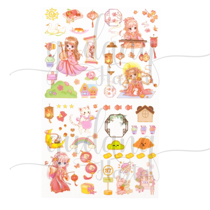 Stiker Set Isi 4 Imperial Girl Sticker Motif Cewek Baju Jepang Unik DIY Scrapbook GH 303826