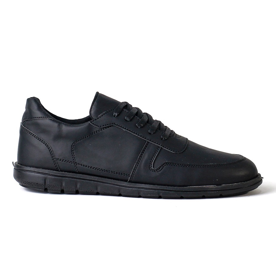 MUGEN BLACK - Sepatu Formal Pria Casual Pantopel Kulit Pantofel Hitam Tali Kerja Kantor Oxford Original
