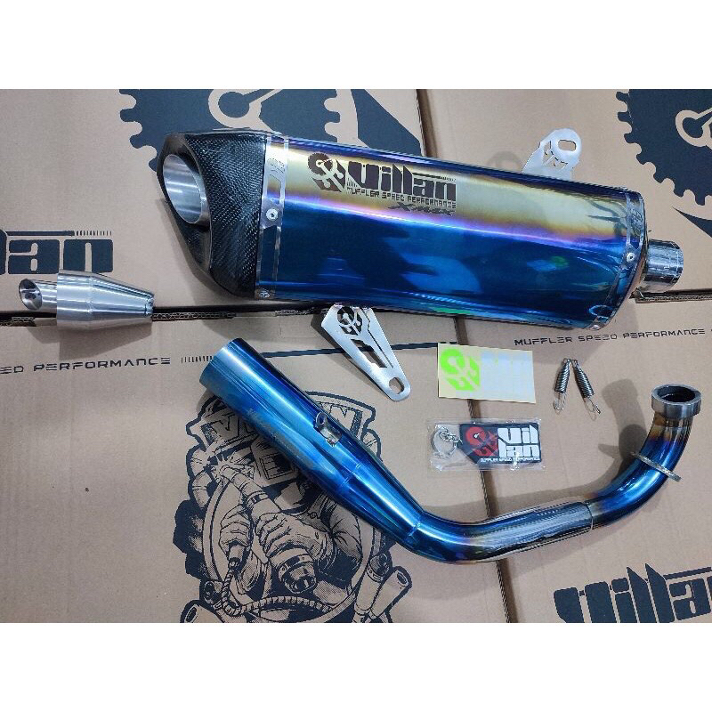 (ORIGINAL) KNALPOT VILLAN MV1 BLUE HEADER BLUE FOR XMAX