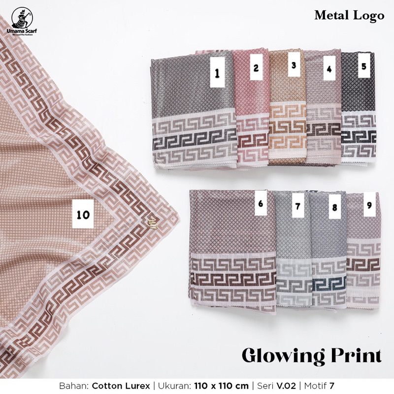 (PART 3 V.02) HIJAB SEGIEMPAT MOTIF GLOWING LC METAL LOGO