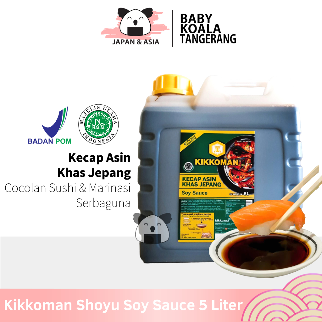 

KIKKOMAN Shoyu Kecap Asin Jepang 5 Liter Halal.