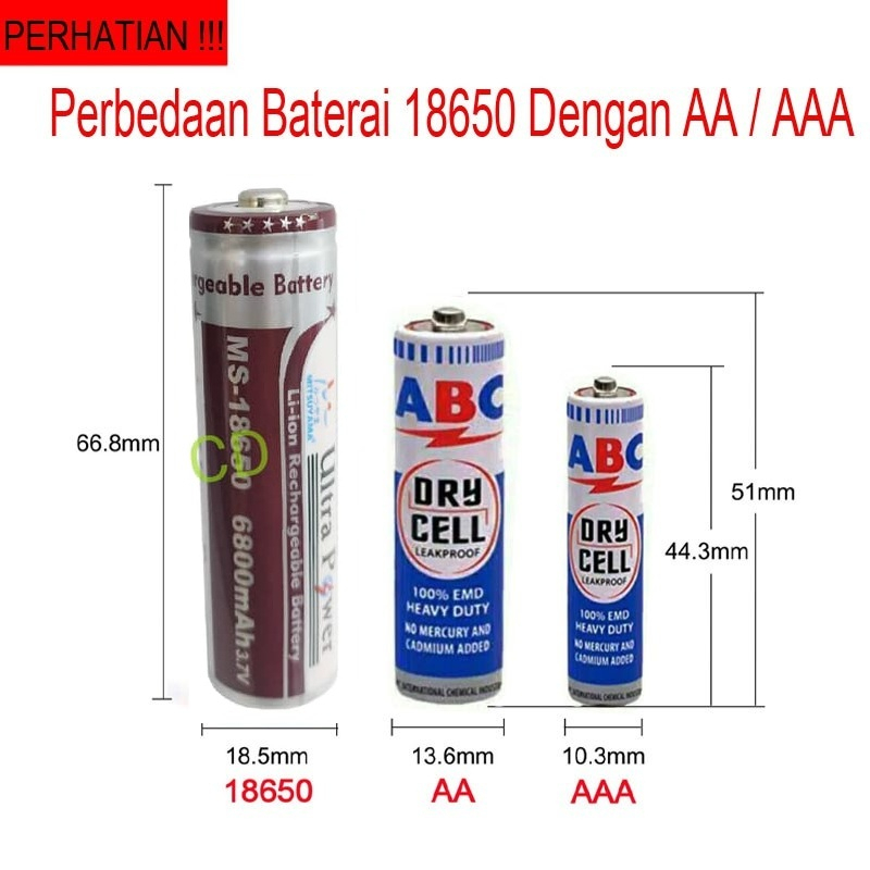 Baterai Mitsuyama MS-18650 Top Botton 6800mAh 3.7V Rechargeable Battery