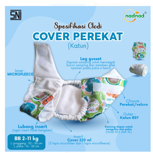 NADNAD Clodi Pempers Popok Bayi Kain Cuci Ulang Murah Clodi Cover Perekata Celana By Nadnad Terlaris