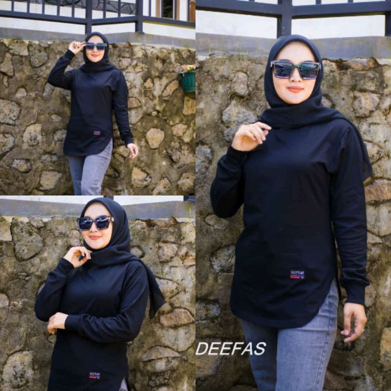 OVAL JUMBO 011√  KAOS ATASAN WANITA MODEL OVAL LENGAN PANJANG PAKAI RIB BAHAN KATUN KOMBET 20S