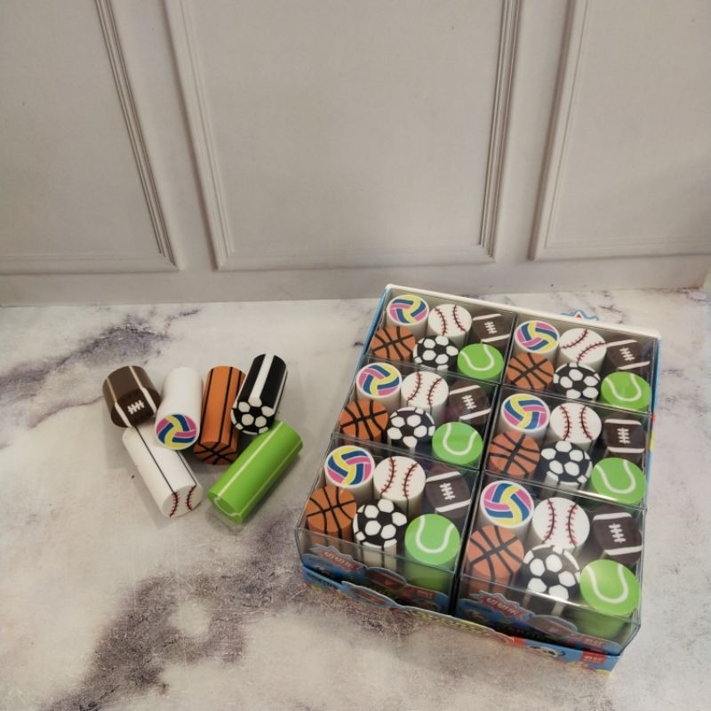 

penghapus set Mika QIHAO - Motif Candy ,Bola Astronot, Fancy eraser super Cute 1 mika isi 6 pcs